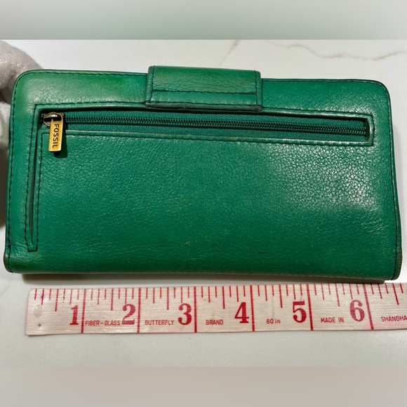 FOSSIL Bag & FREE Wallet, Tate Dome Shoulder Satchel, Cream and Green Wallet - Picture 9 of 17